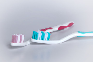 Macro close up of a toothbrush