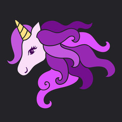 Head of the unicorn. Design element for print on clothes.