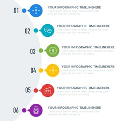 Flat business, transports, hotel infographic timeline template with 7 options for presentations, advertising, annual reports