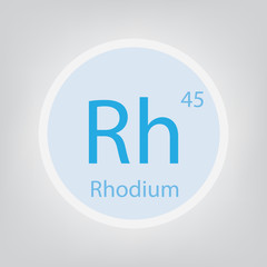 Rhodium Rh chemical element icon- vector illustration