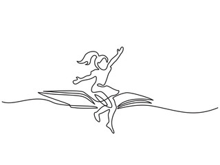 Little girl flying in the sky with book - Dibustock