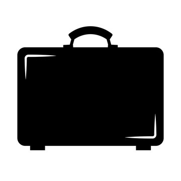 Simple, flat, black suitcase illustration. Silhouette icon. Isolated on white