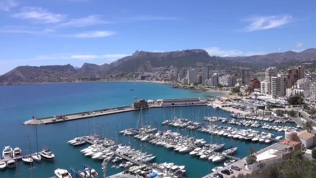 View over the harbor of the spanish town Calpe, Valencia, Spain