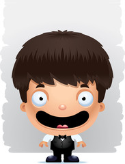 Cartoon Boy Waiter Smiling