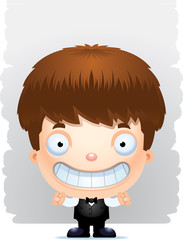 Cartoon Boy Waiter Smiling