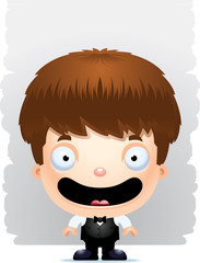 Cartoon Boy Waiter Smiling