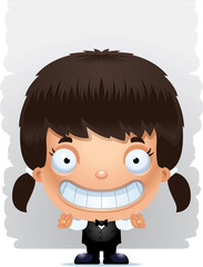 Cartoon Girl Waiter Smiling