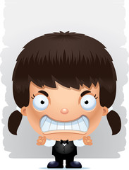 Angry Cartoon Girl Waiter