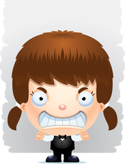 Angry Cartoon Girl Waiter