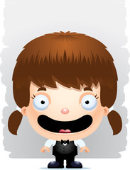 Cartoon Girl Waiter Smiling