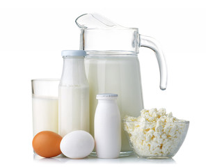 Dairy and protein products concept. Isolated on a white background