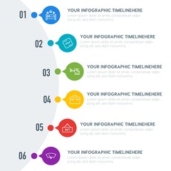 Naklejka premium Flat business, transports, hotel infographic timeline template with 7 options for presentations, advertising, annual reports