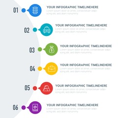 Flat business, transports, hotel infographic timeline template with 7 options for presentations, advertising, annual reports