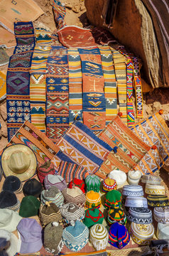 Traditional moroccan souvenirs in Kasbah Ait Ben Haddou, Morocco