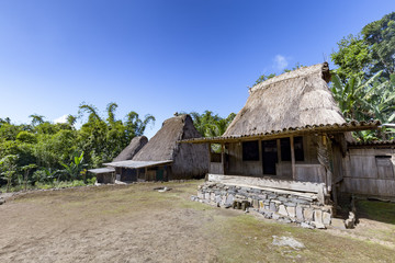 Three tradtional houses in the Luba Tradtional village near Bajawa, Indonesia.