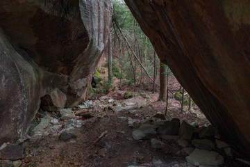 Bolders forming a natural cave