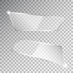 Glass frame set. Vector modern banners on transparent background.