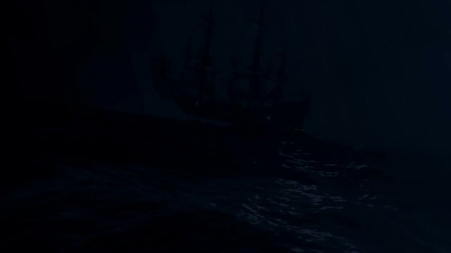  Sailing Ship in a Middle of a big Storm at Sea