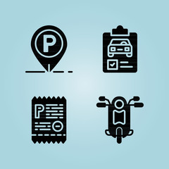 Fototapeta premium Filled vehicle 4 vector icons set. vehicle icon page symbol for your web site design vehicle icon logo, app, ui. vehicle icon vector illustration, eps10.