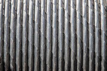 Coiled steel steel wire rope, close-up background