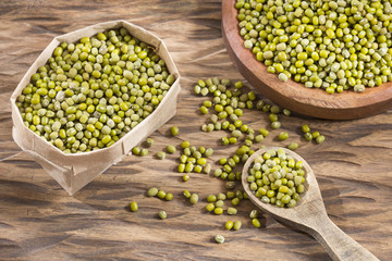 Raw mung beans - Vigna radiata. Top view