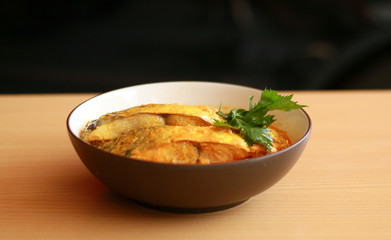 Gulai gouramis. Type of food containing rich, spicy and succulent curry.