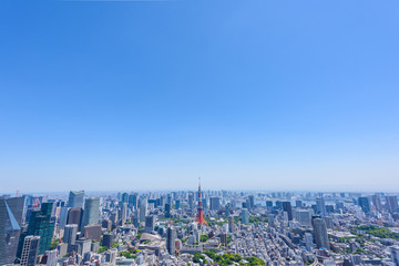 東京の都市風景　Tokyo city skyline with Tokyo Tower