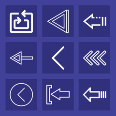 Set of 9 back outline icons
