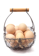 Keuken spatwand met foto A Basket Full of Fresh Farm Eggs - Don't put all your eggs in one basket © pamela_d_mcadams