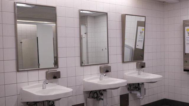 Motion of clean new public toilet room with 4k resolution