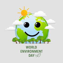 Image of World environment day with world smile, Vector illustration printed on Printed Glass Basin Splashbacks