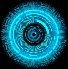 binary circuit board future technology, blue eye cyber security concept background, abstract hi speed digital internet.motion move blur. pixel vector