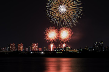 花火と多摩川