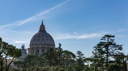 Fototapeta na wymiar Saint Peter's Basilica's dome from the Vatican Museums, Vatican City, Rome, Italy