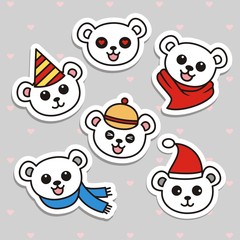 Hand draw vector collection sticker of bear