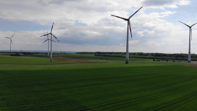 Aerial flight footage of Wind Energy plants - amazing view