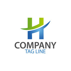 Fototapeta premium Letter H with swoosh on white background. Logo Design Template. Flat design