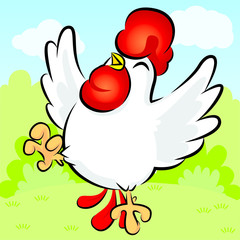 Chicken Happy, Cute Vector, Cute Cartoon