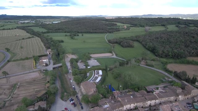 Aerial view  in Monells, Costa Brava, Girona. Spain. 4k Drone Video