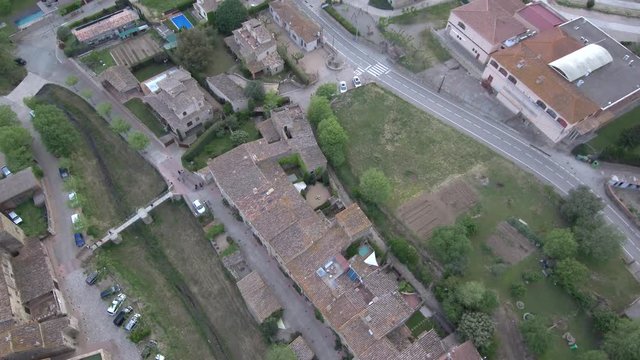 Aerial view  in Monells, Costa Brava, Girona. Spain. 4k Drone Video