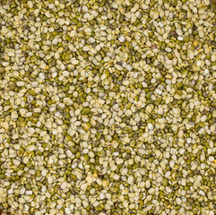 Group of Raw Split Mung Bean Lentils or Mung Daal