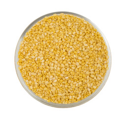 Yellow Split Dal Also know as Mogar Dal or Mung Dal isolated on White Background