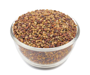 Red Lentil Seeds Isolated on White Background