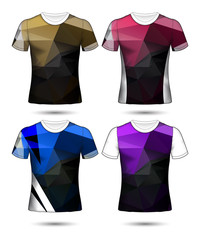  t-shirt templates abstract geometric collection of different colors polygonal mosaic