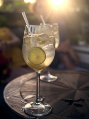 glasses with lemonade on the table