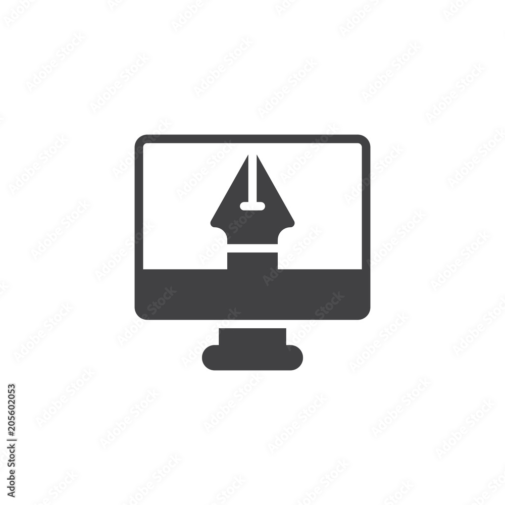 Fototapete graphic design vector icon. filled flat sign for mobile concept and web design. fountain pen on pc s