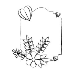 elegant frame with floral decoration and hearts vector illustration design