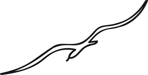 Hand Drawn Doodle Sketch Line Art Vector Illustration of Flying Seagull. Symbolic Cartoon Card Tattoo Black Outline Design Element Template.