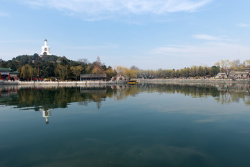 Fototapeta premium Landscape view of Beihai Park in Beijing China