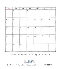 달력 / 손으로 그린 달력 이미지